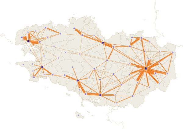 Les flux domicile-travail entre intercommunalités bretonnes en 2020