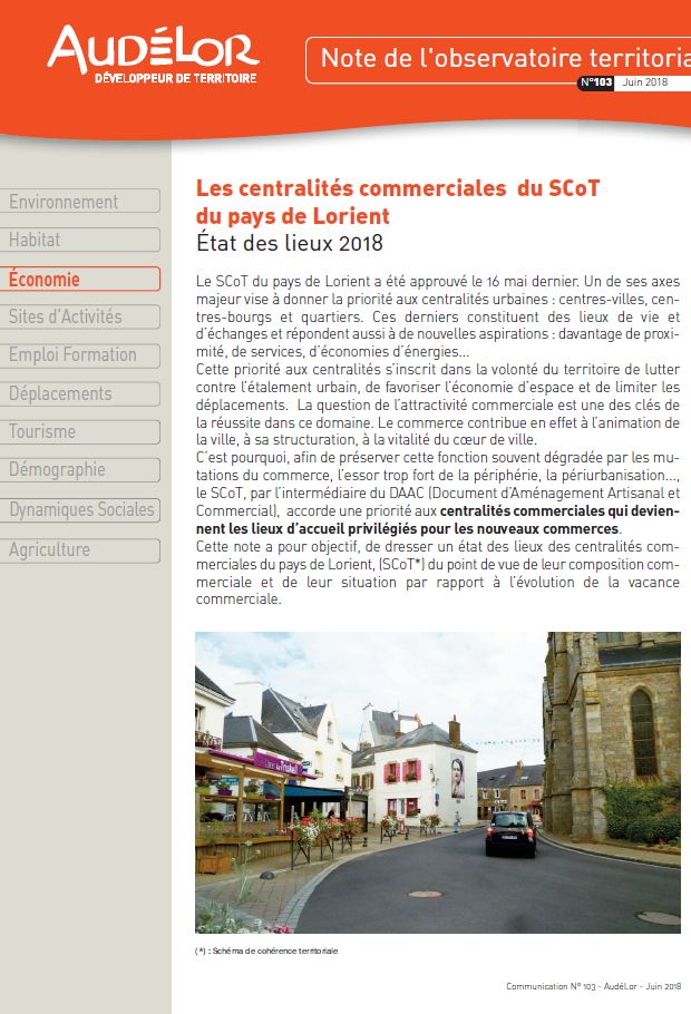Les centralités commerciales du SCoT du pays de Lorient. État des lieux 2018