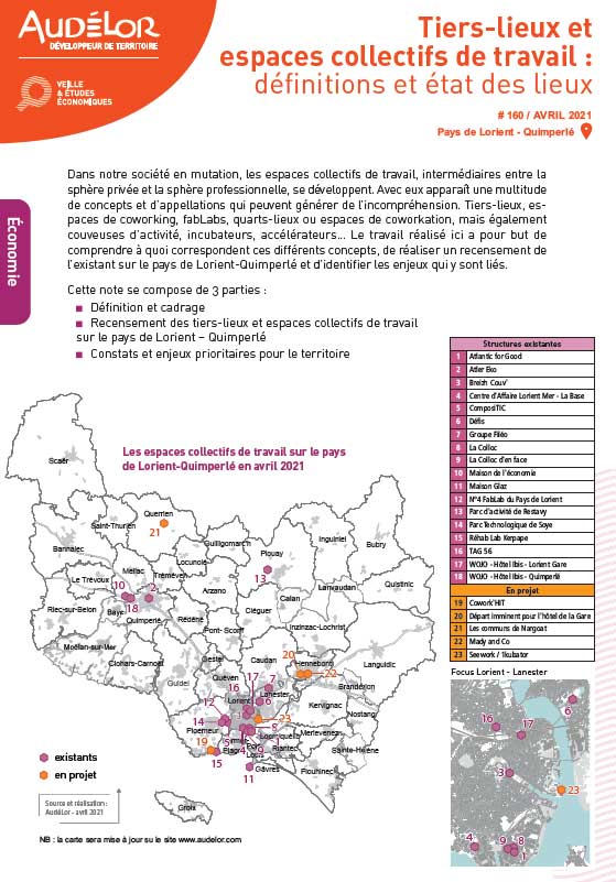 Tiers-lieux et espaces collectifs de travail sur le pays de Lorient-Quimperlé : définitions et état des lieux
