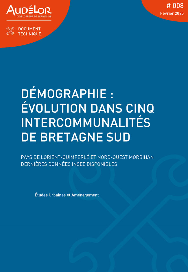 Démographie : évolution dans cinq intercommunalités de Bretagne sud. Lorient Agglomération, Quimperlé Communauté, BBO Communauté, Roi Morvan Communauté et Pontivy Communauté. Dernières données Insee disponibles