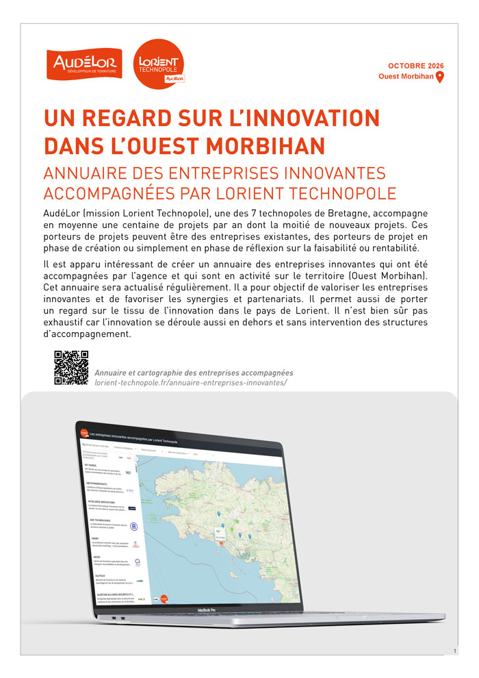 Un regard sur l’innovation dans l’Ouest Morbihan. Annuaire des entreprises innovantes accompagnées par Lorient Technopole