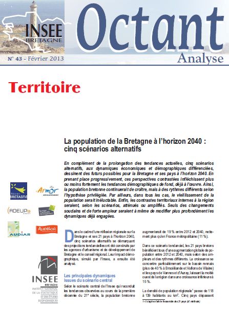La population de la Bretagne à l’horizon 2040 : cinq scénarios alternatifs